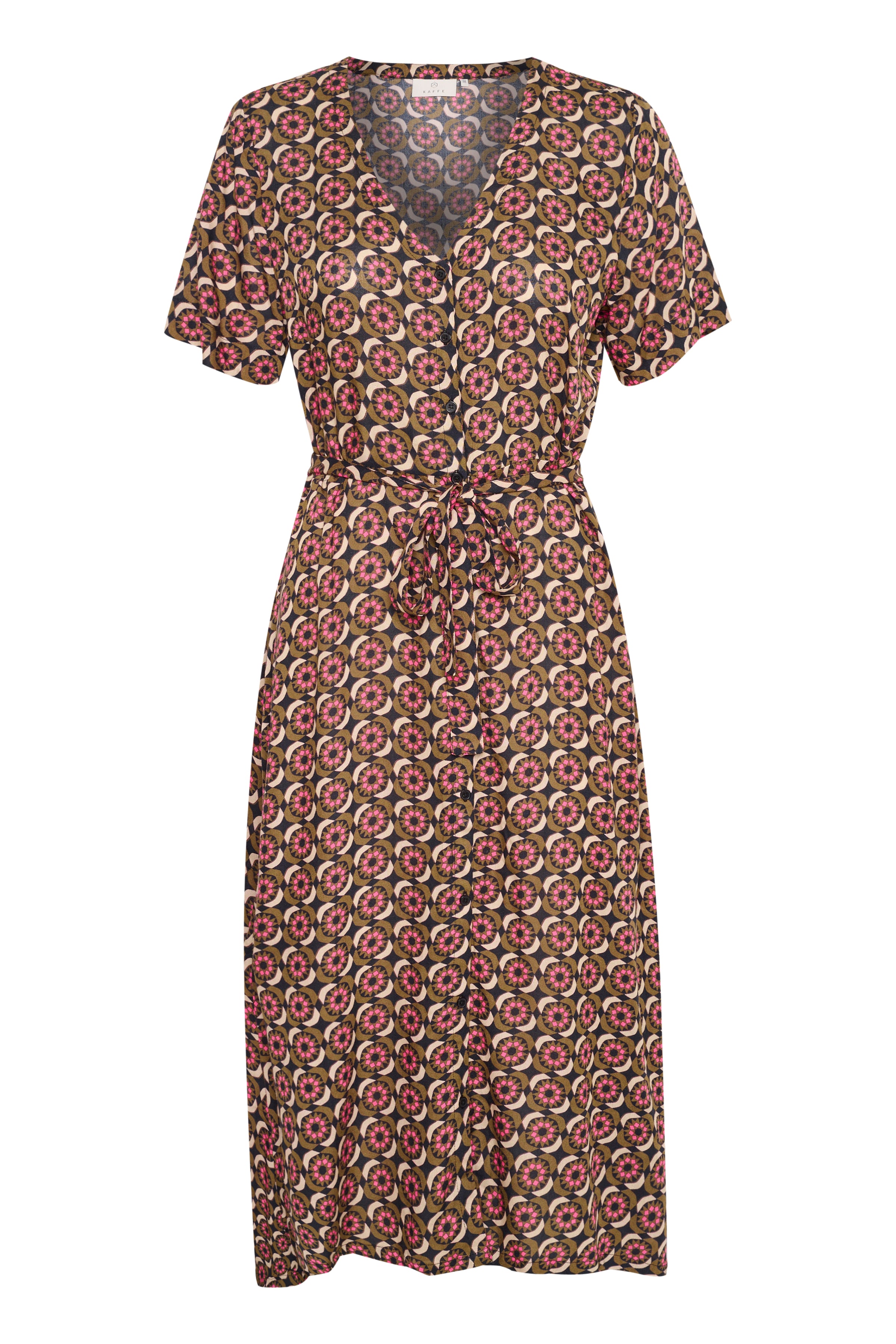 KAmarta Long Dress - Shocking Pink Graphic Print