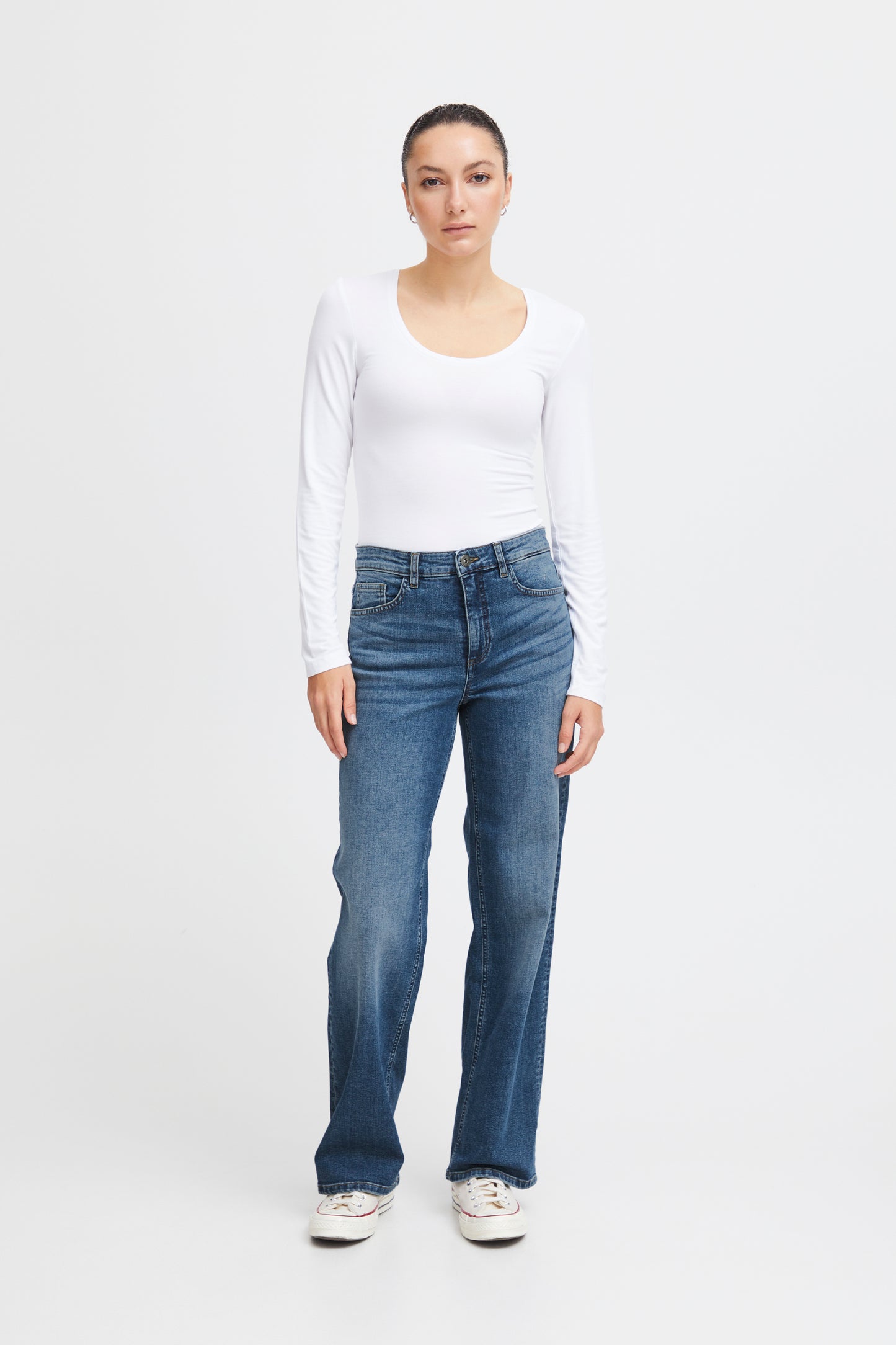 IHTWIGGY Straight Long Jeans - Medium Blue