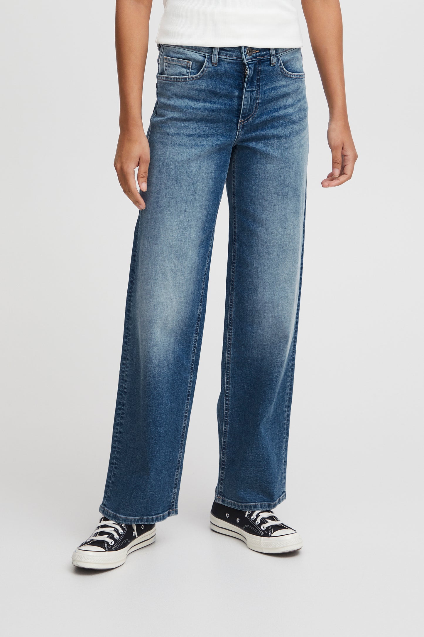 IHTWIGGY Straight Long Jeans - Medium Blue