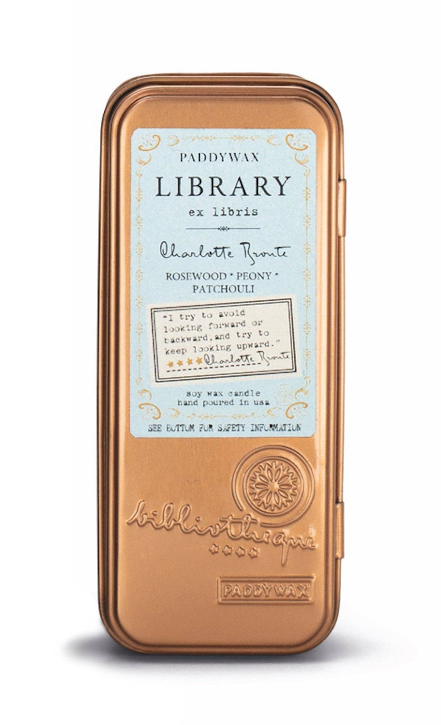 Paddywax Library Two Wick Travel Tin - Charlotte Bronte