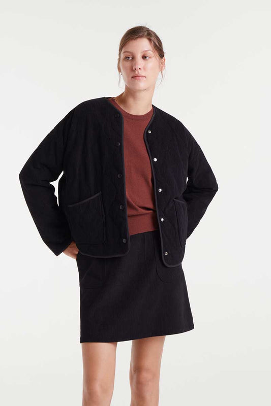 Corduroy Fabric Jacket - black