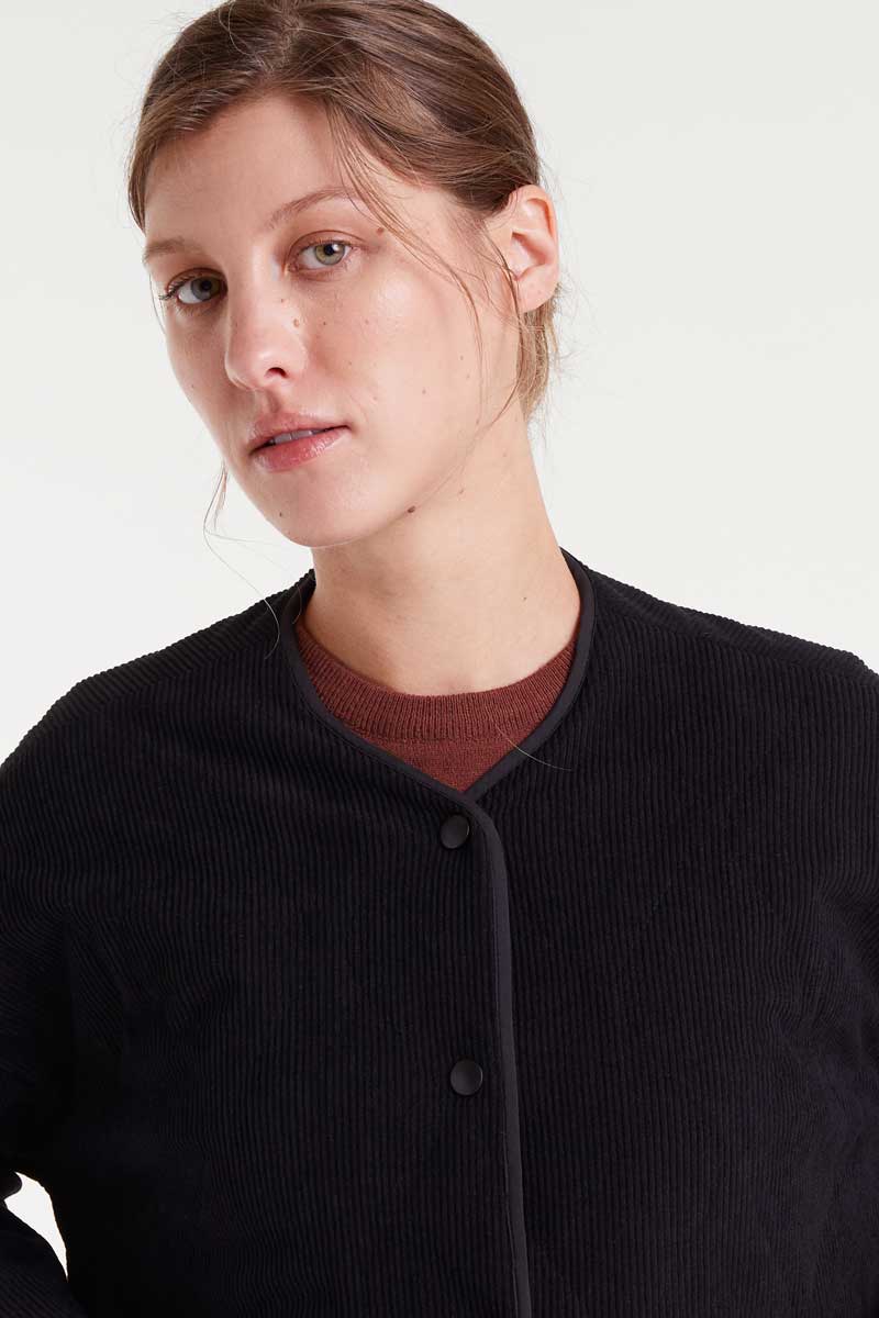 Corduroy Fabric Jacket - black