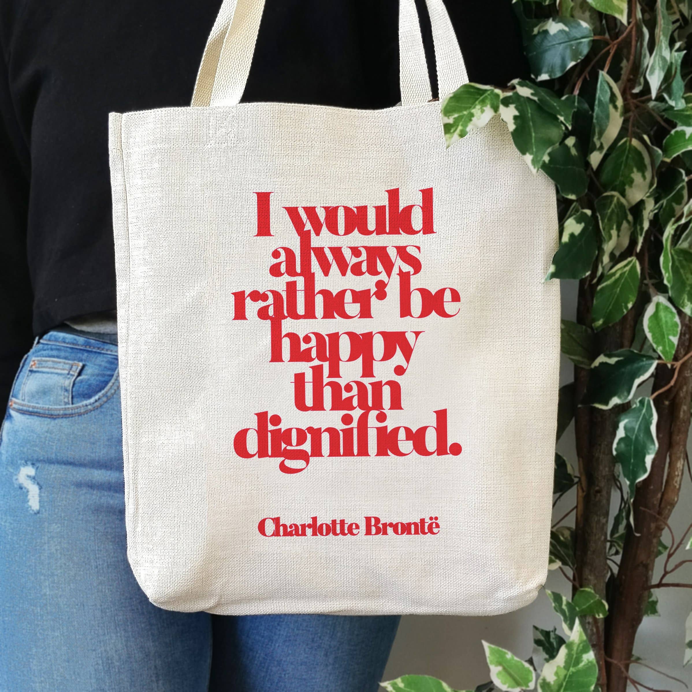 Empowering 'Happy Than Dignified' Large Tote Bag