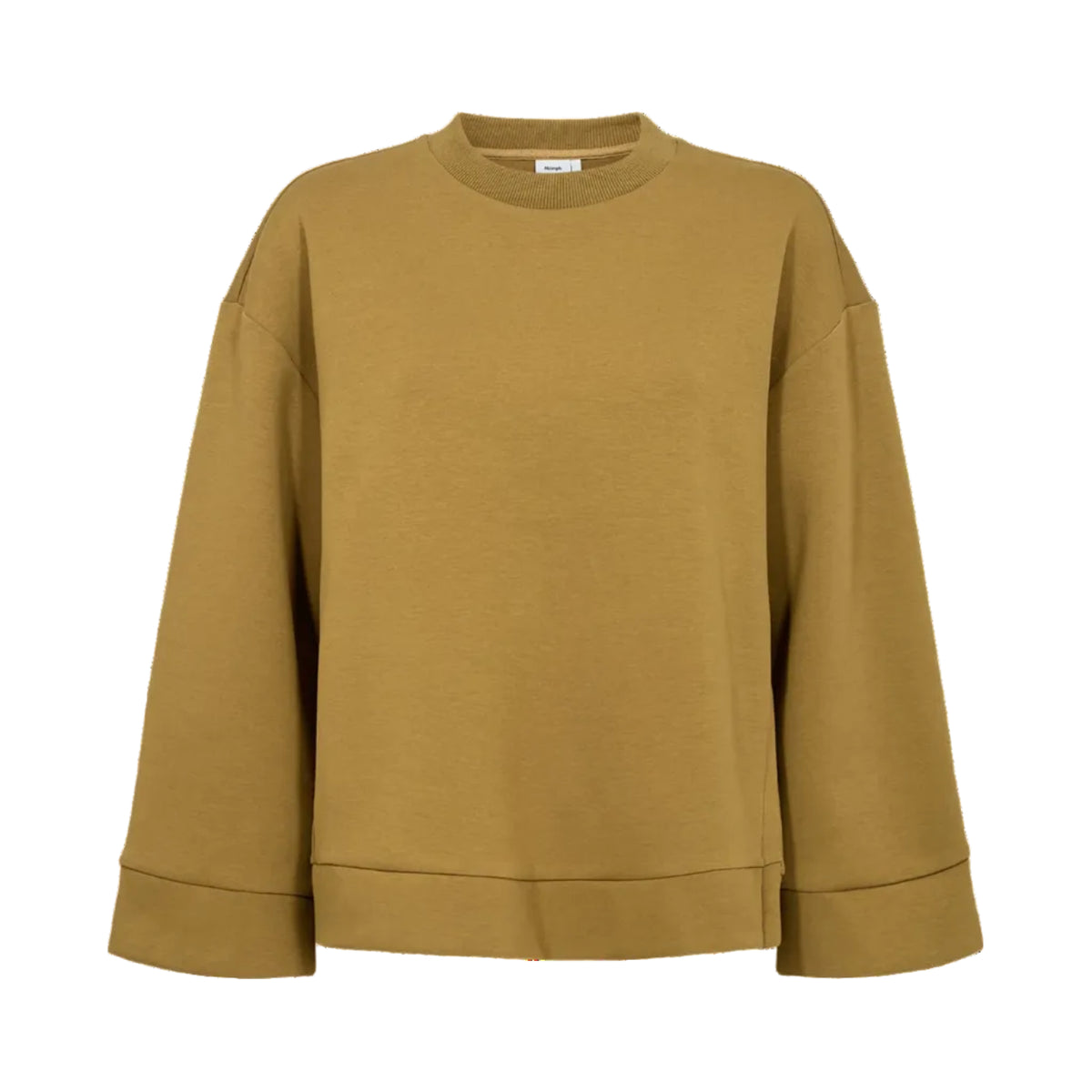 A cropped crewneck sweatshirt in a warm mustard yellow color, shown against a plain white background.