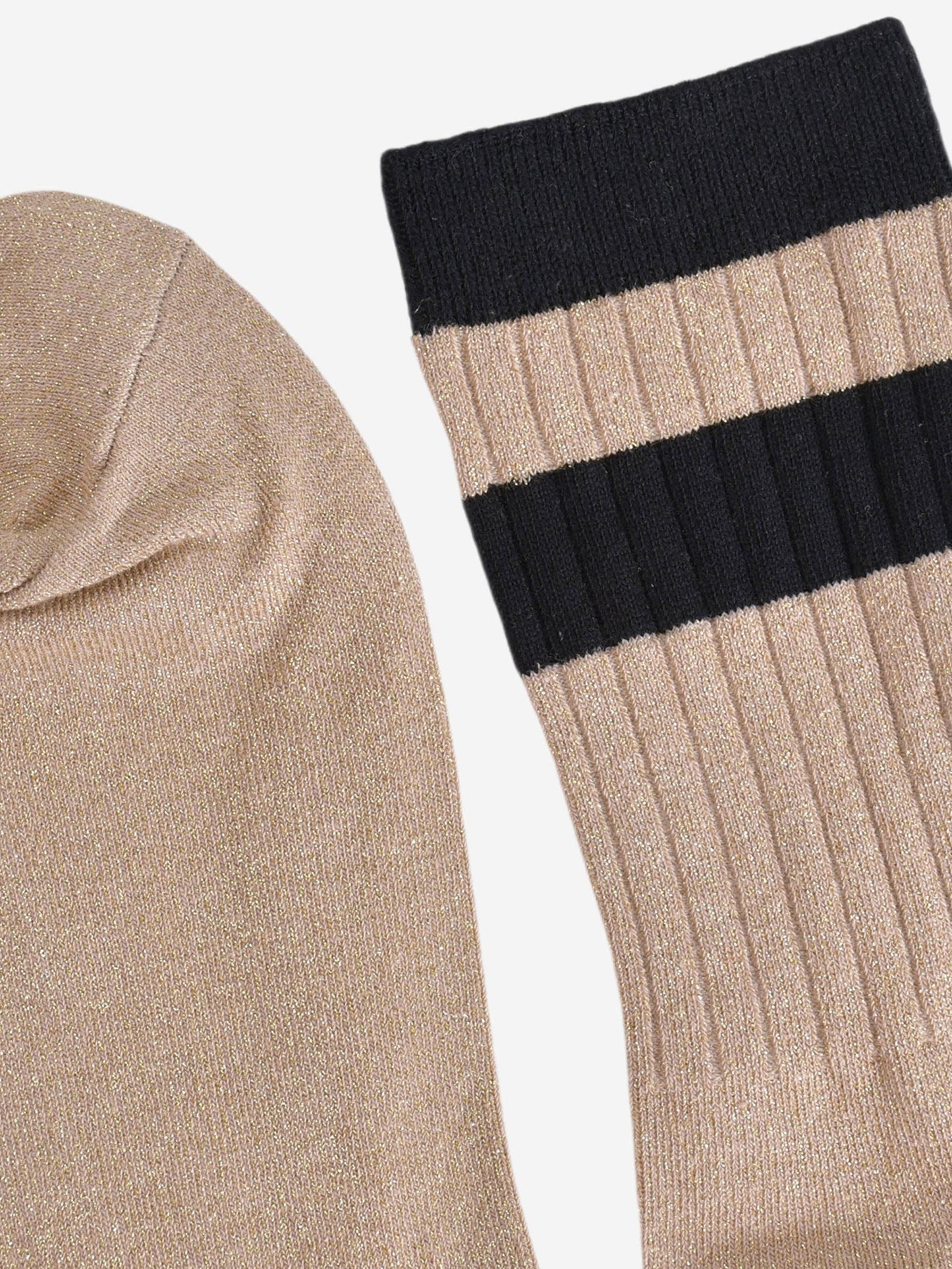 Women's Glitter Socks - Gold/Black, Stripe Cuff