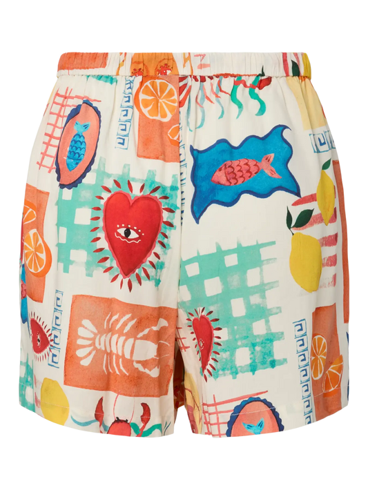 PCKlarisa Shorts- Eggnog/Heart Print