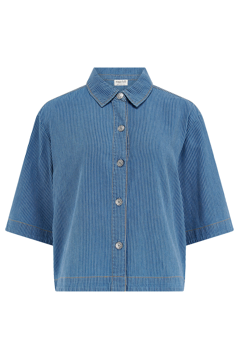 Blue striped shirt on a white background