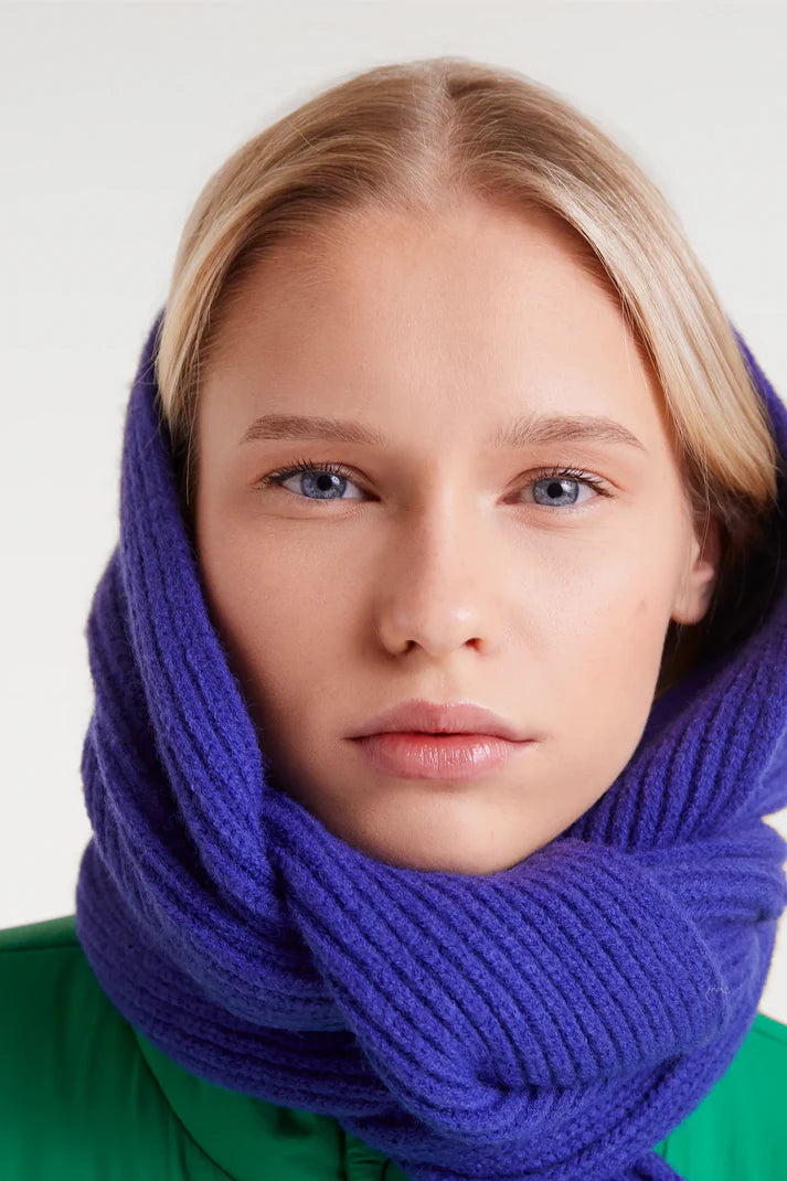 Blue Fine Knit Beanie Hat
