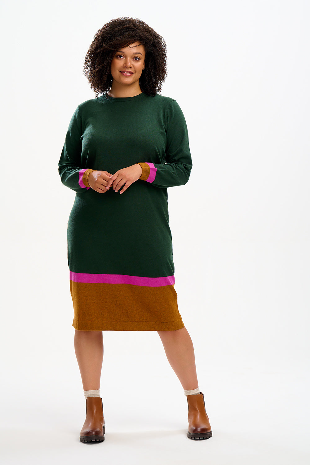 Nala Midi Knit Dress - Dark Green