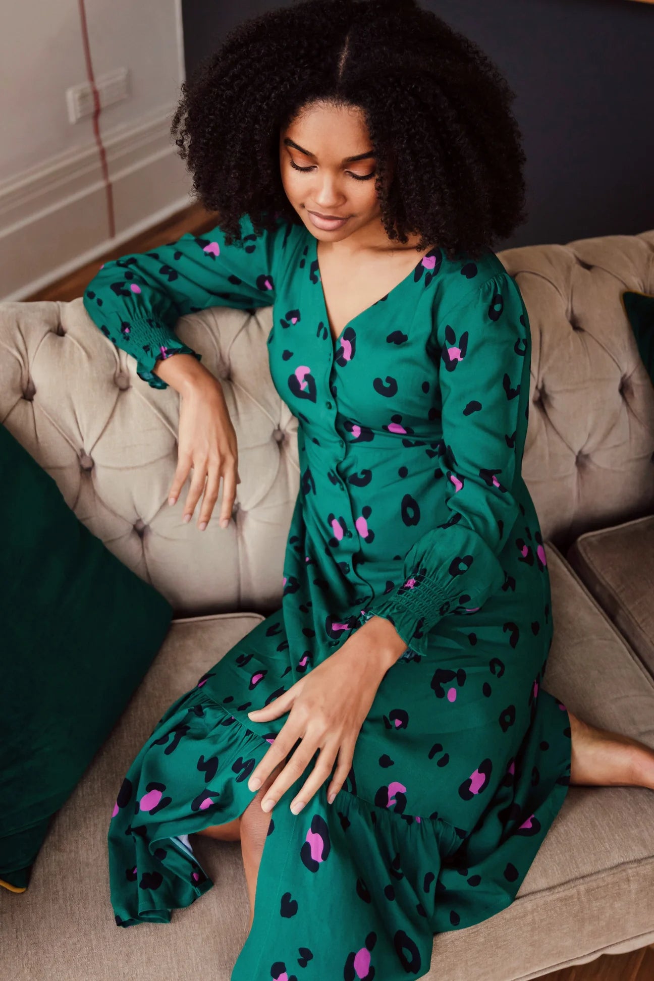 Gwen Midi Tiered Dress - Green
