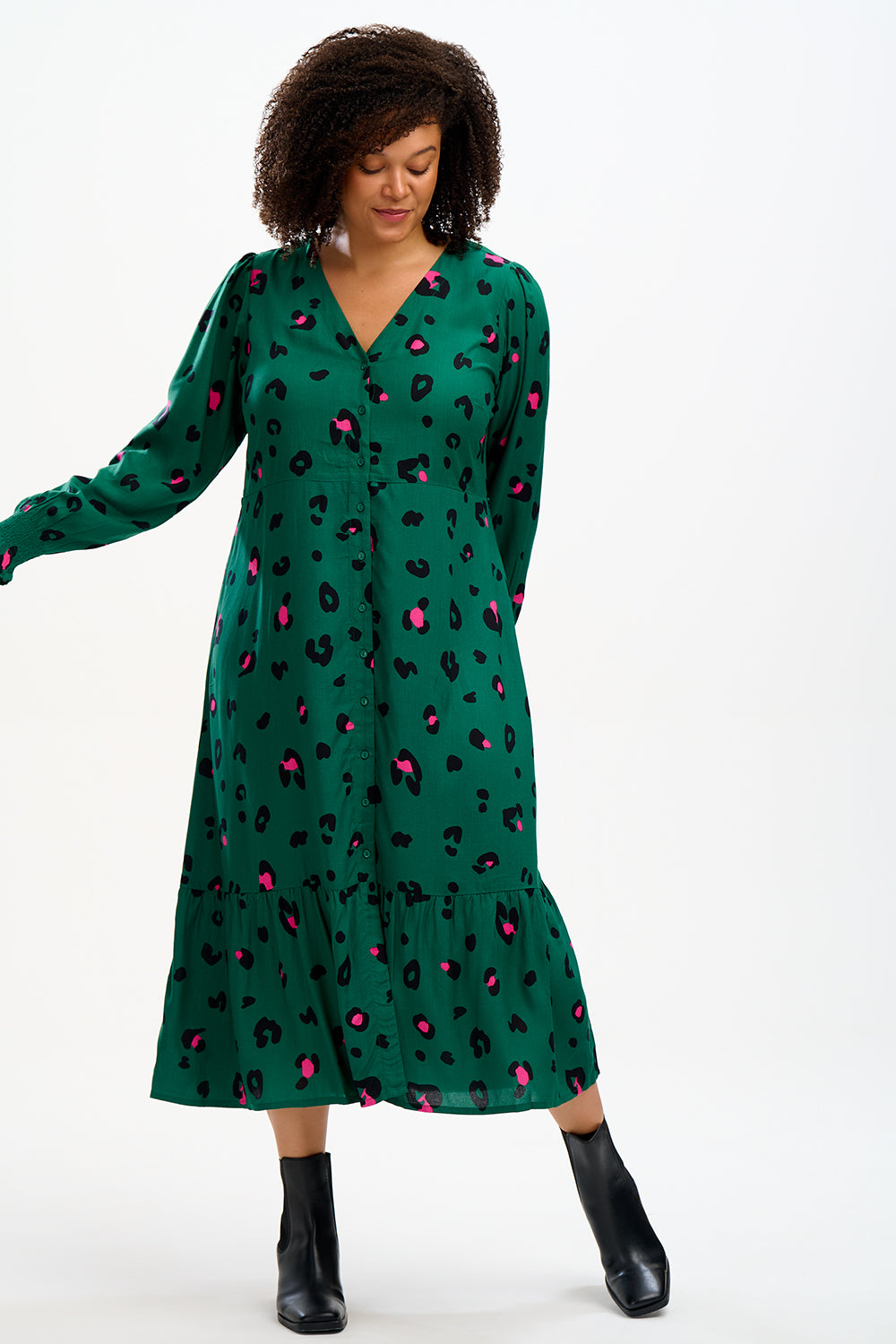Gwen Midi Tiered Dress - Green