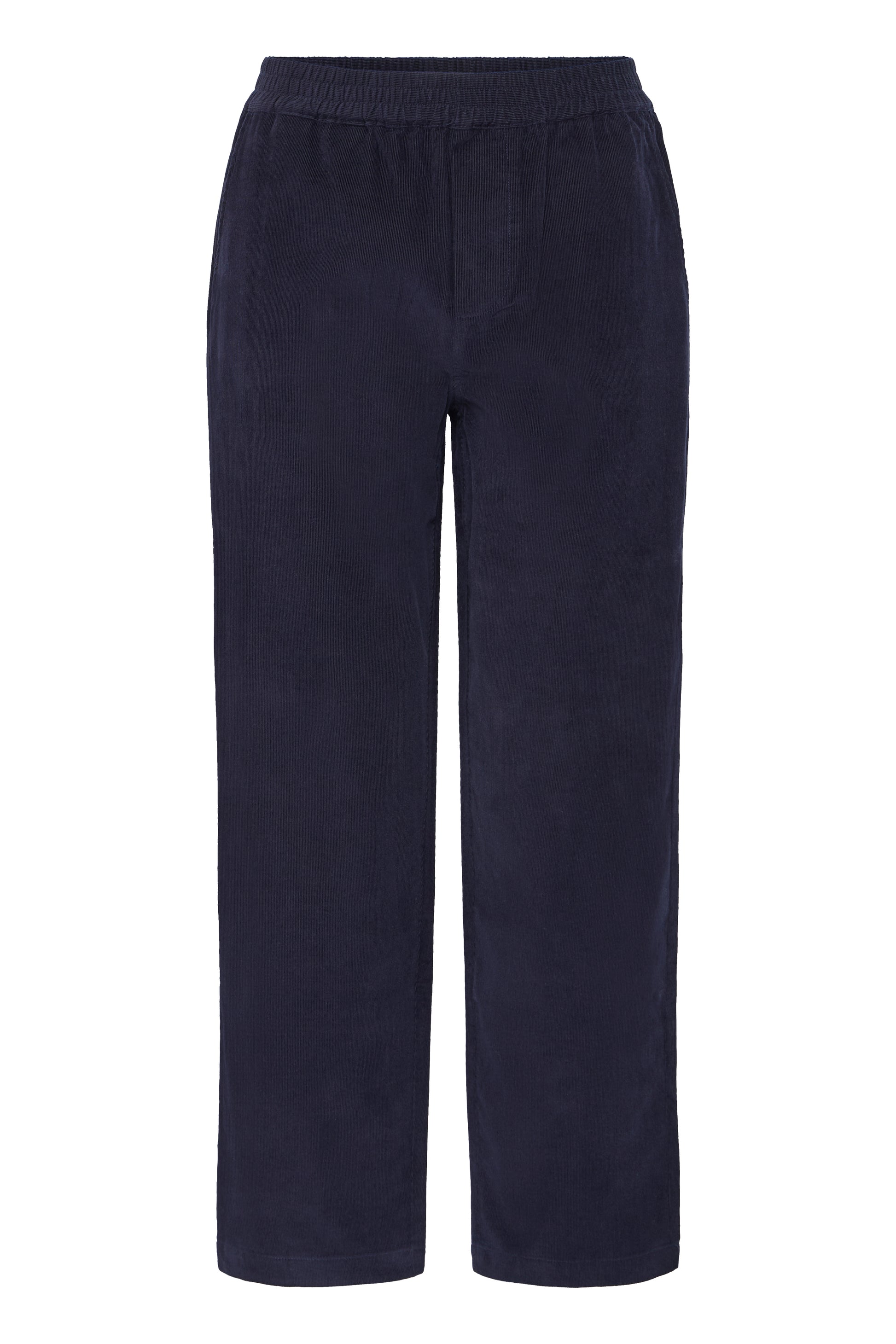 Navy blue pants on a white background