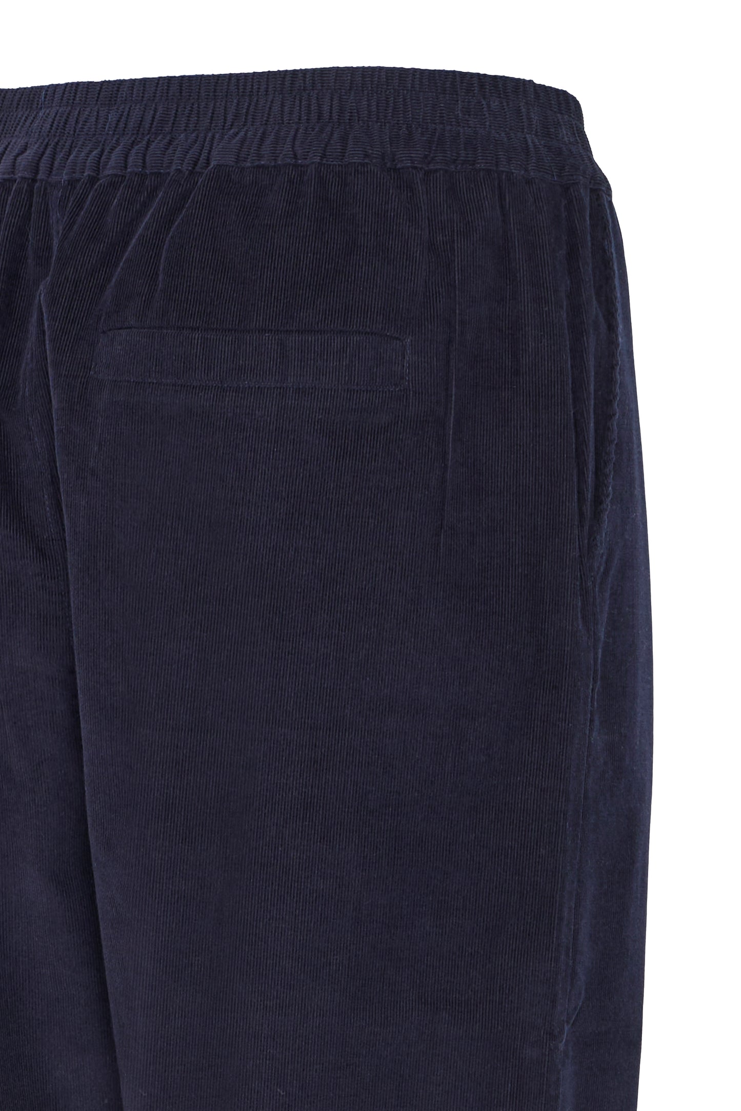 Navy blue pants with a pocket on a white background