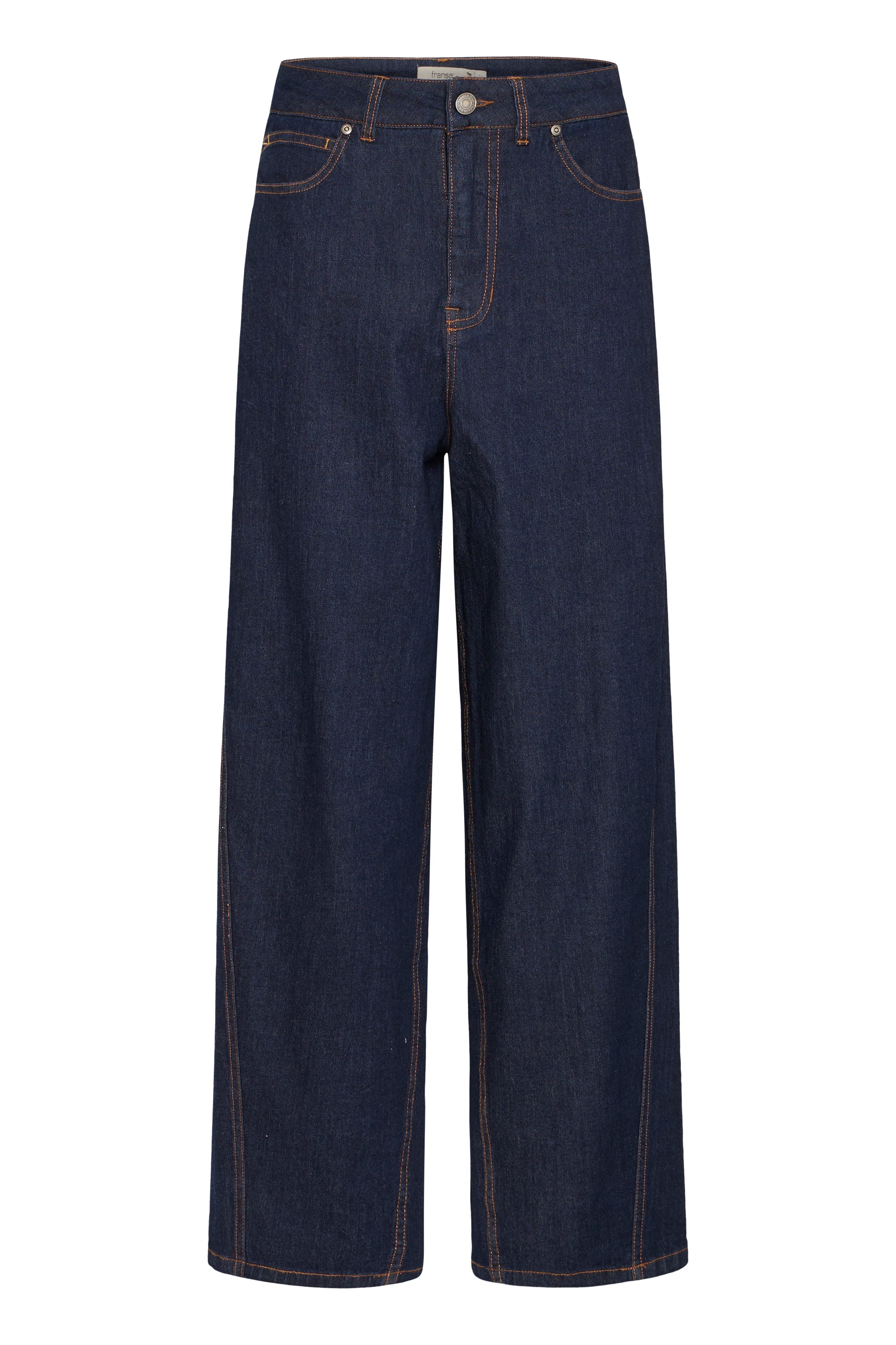 Dark blue jeans on a white background