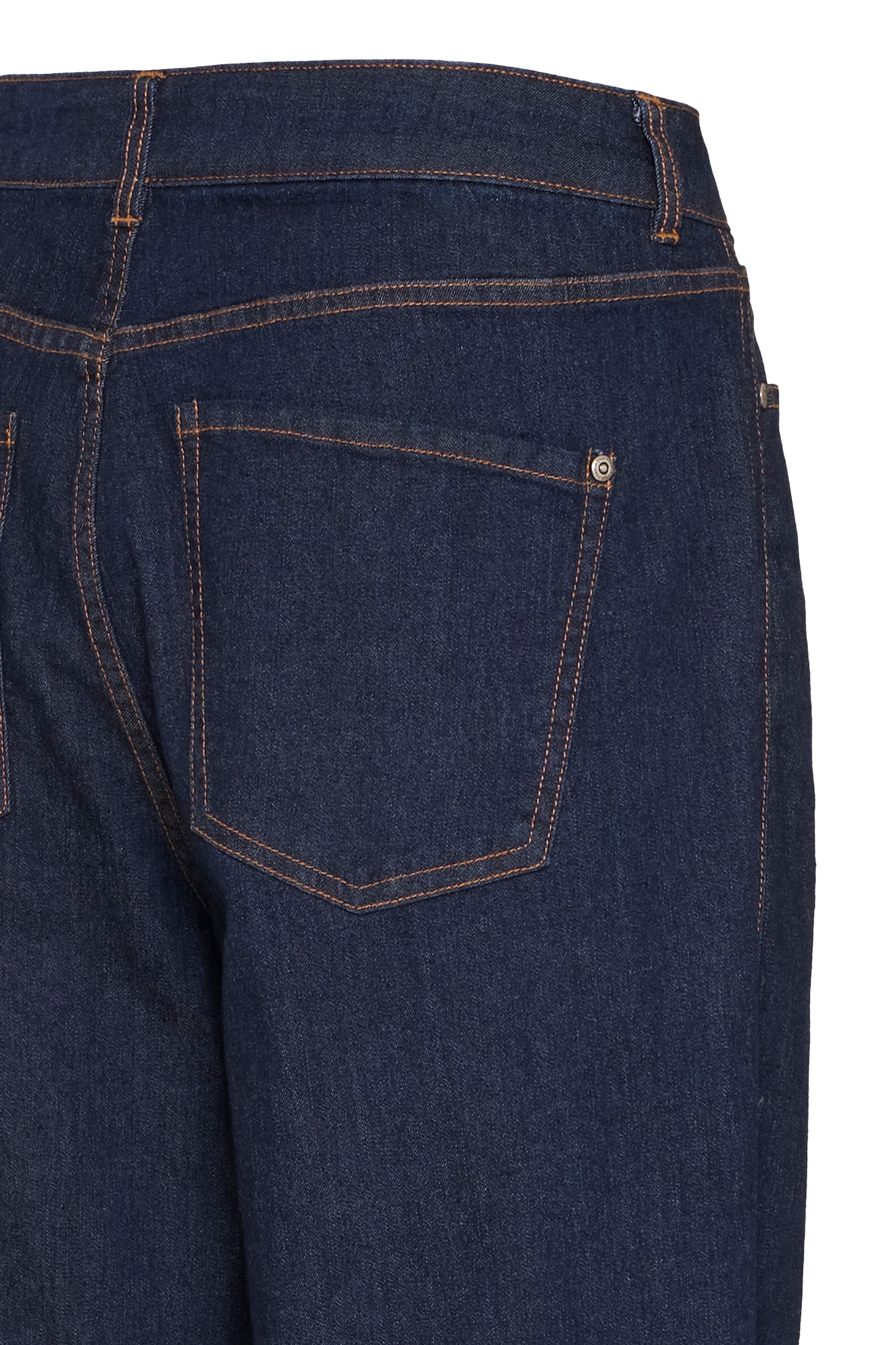 Dark blue jeans with a pocket on a white background