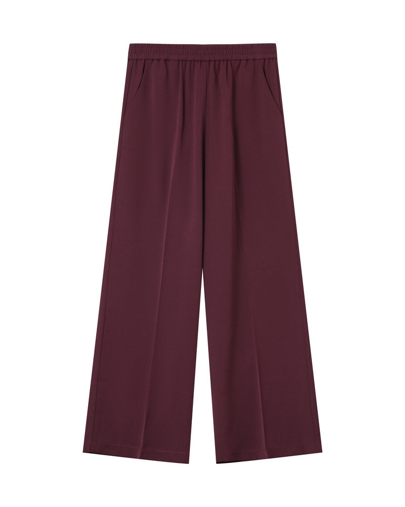 Maroon wide-leg pants on a white background