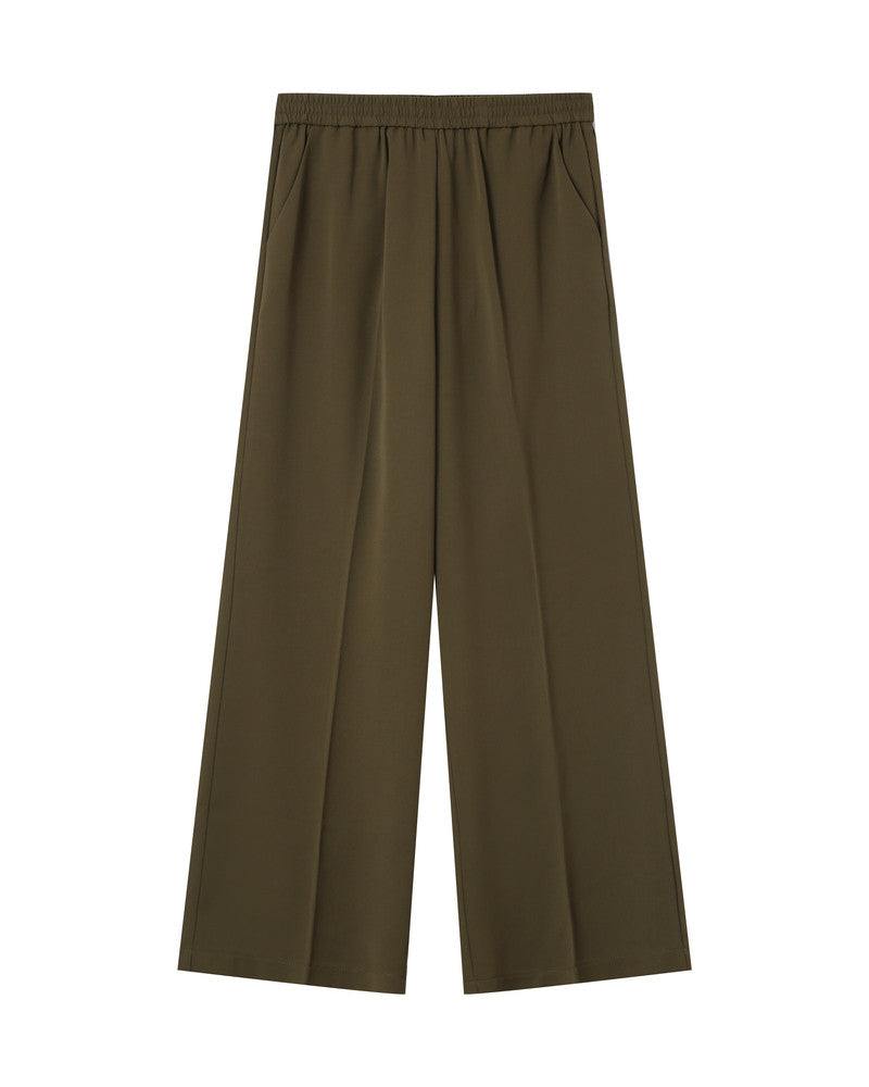 green wide-leg pants on a white background