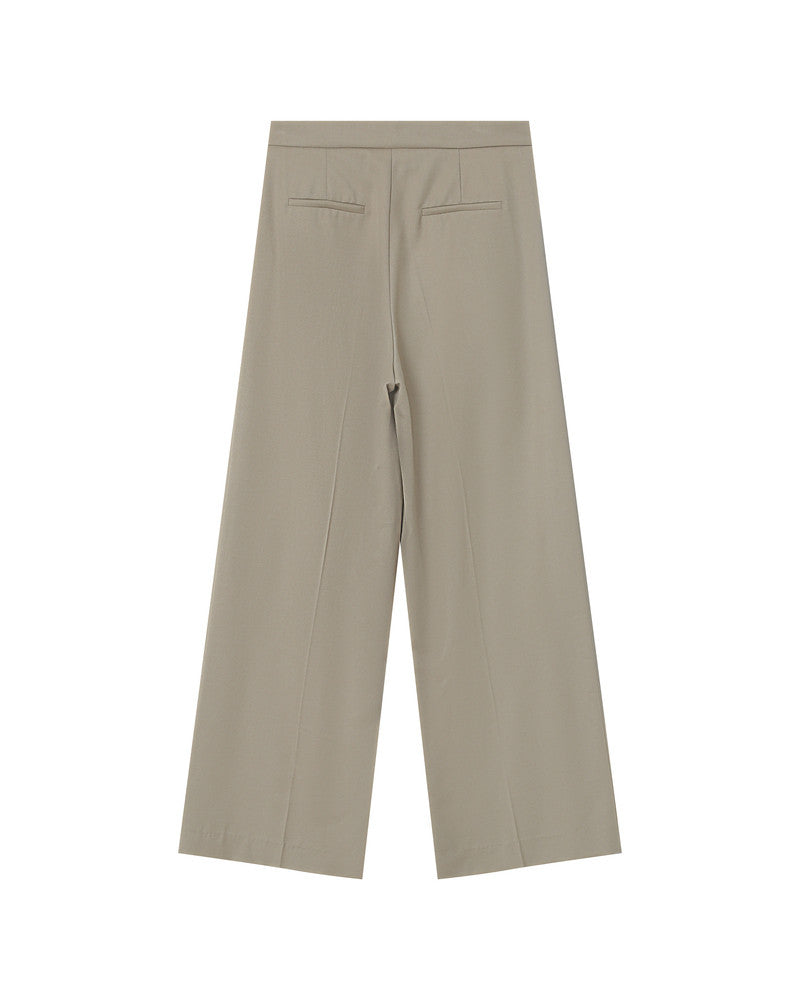 Beige wide-leg pants on a white background