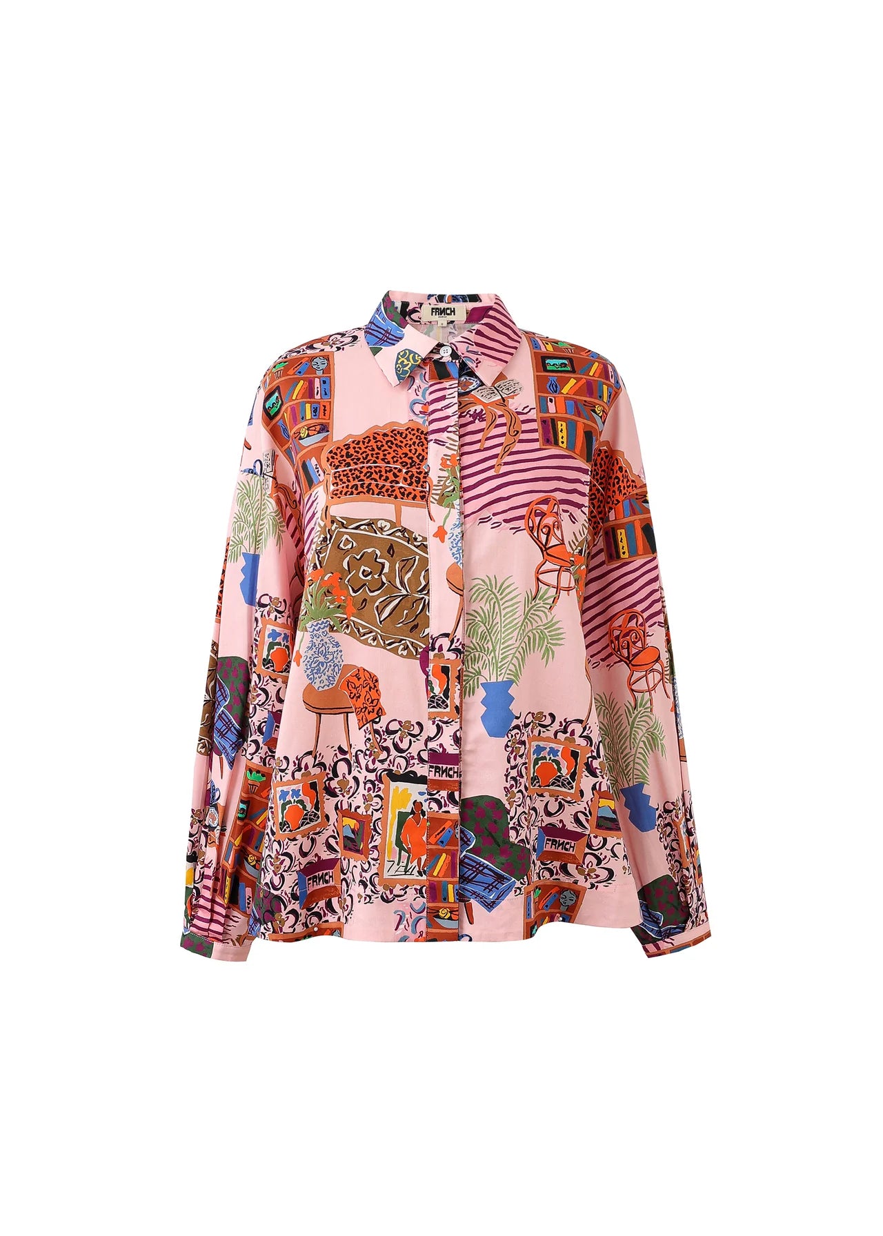 Colorful patterned shirt on a white background