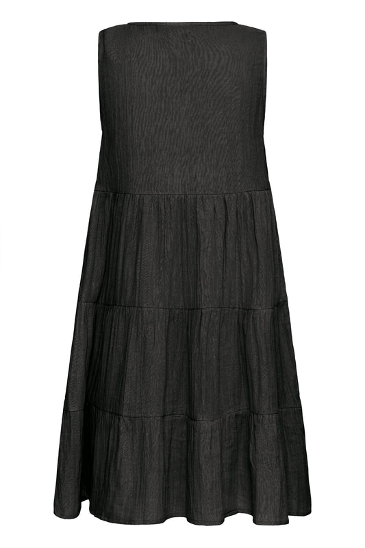 Black tiered dress on a white background