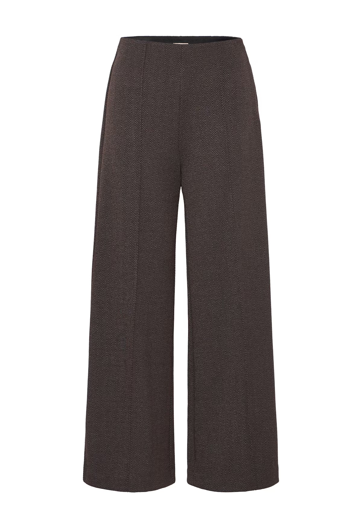 Dark brown wide-leg pants on a white background