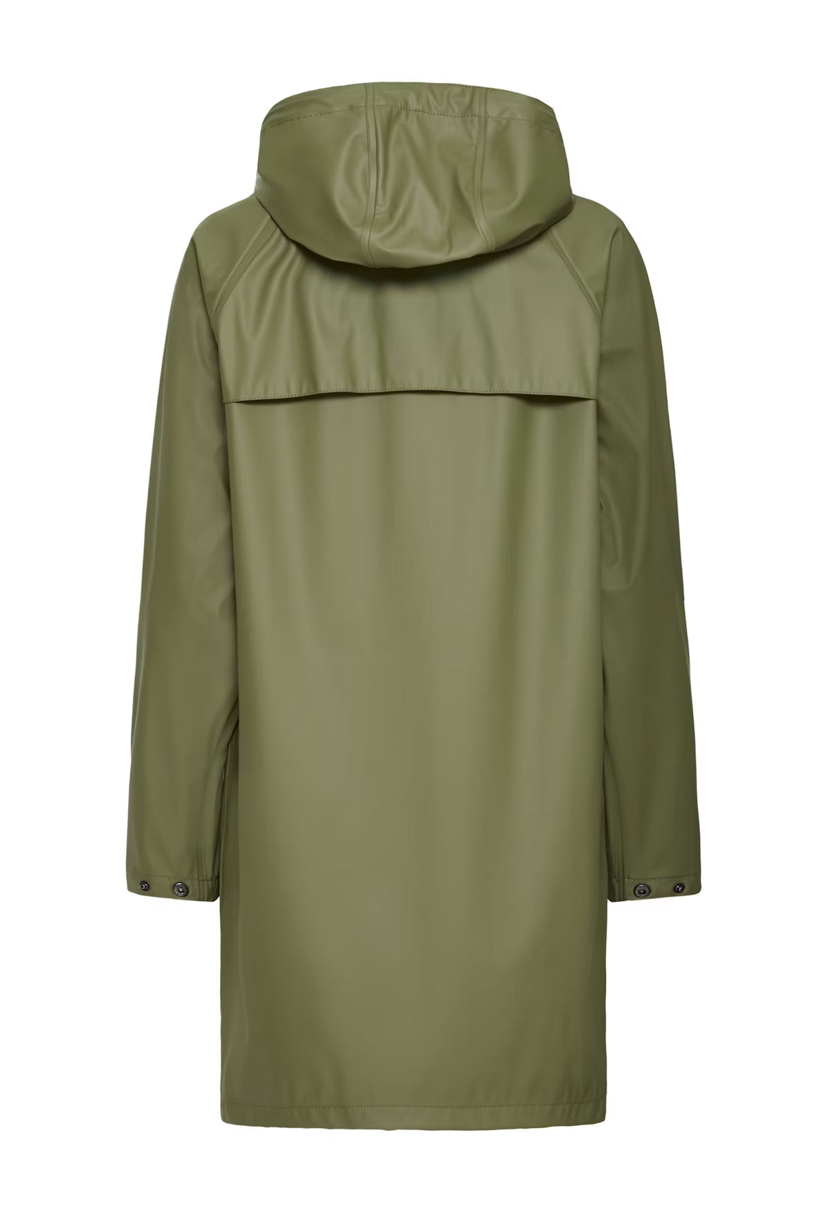 Green raincoat with a hood on a white background