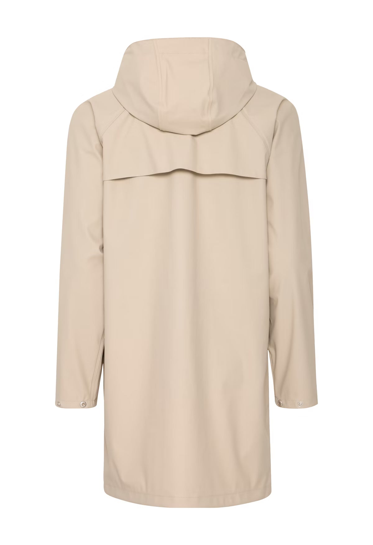 Beige coat with a hood on a white background