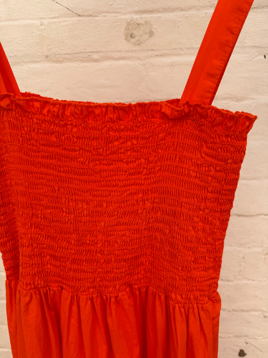 Shirred Dress - Orange - 1857