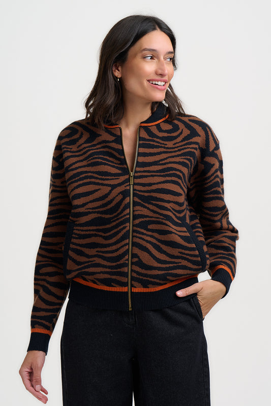 Solana Knitted Bomber - Tiger