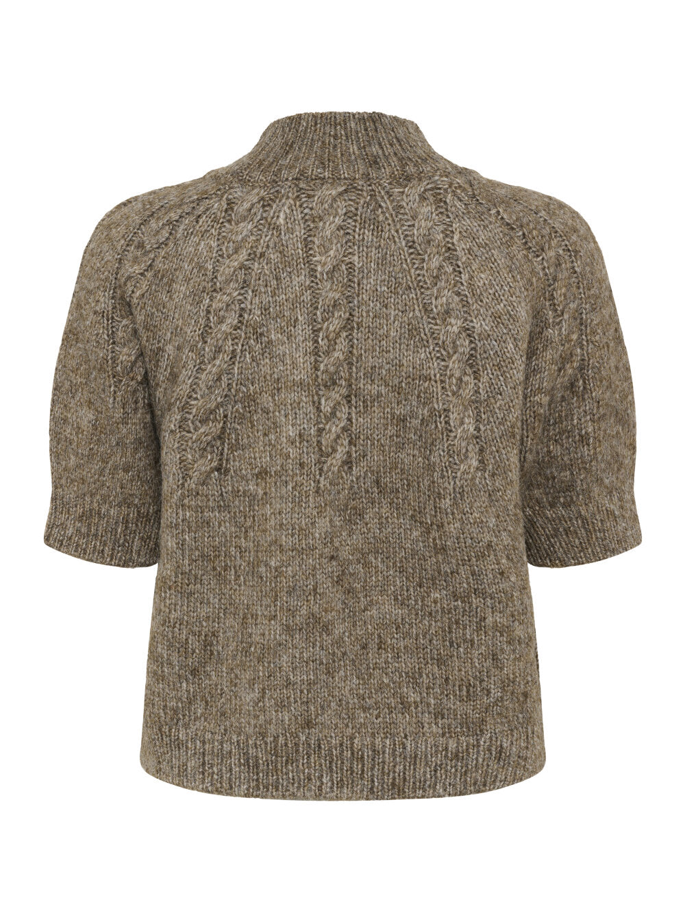 Brown knitted sweater with a pattern on a white background