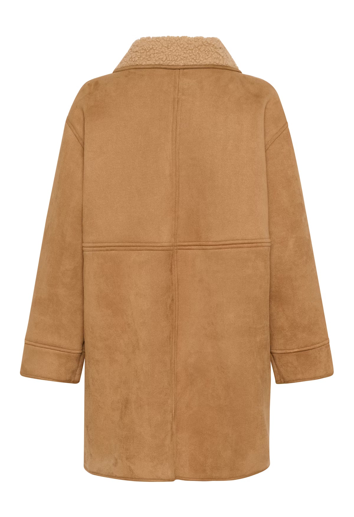 Brown coat with a textured collar on a white background