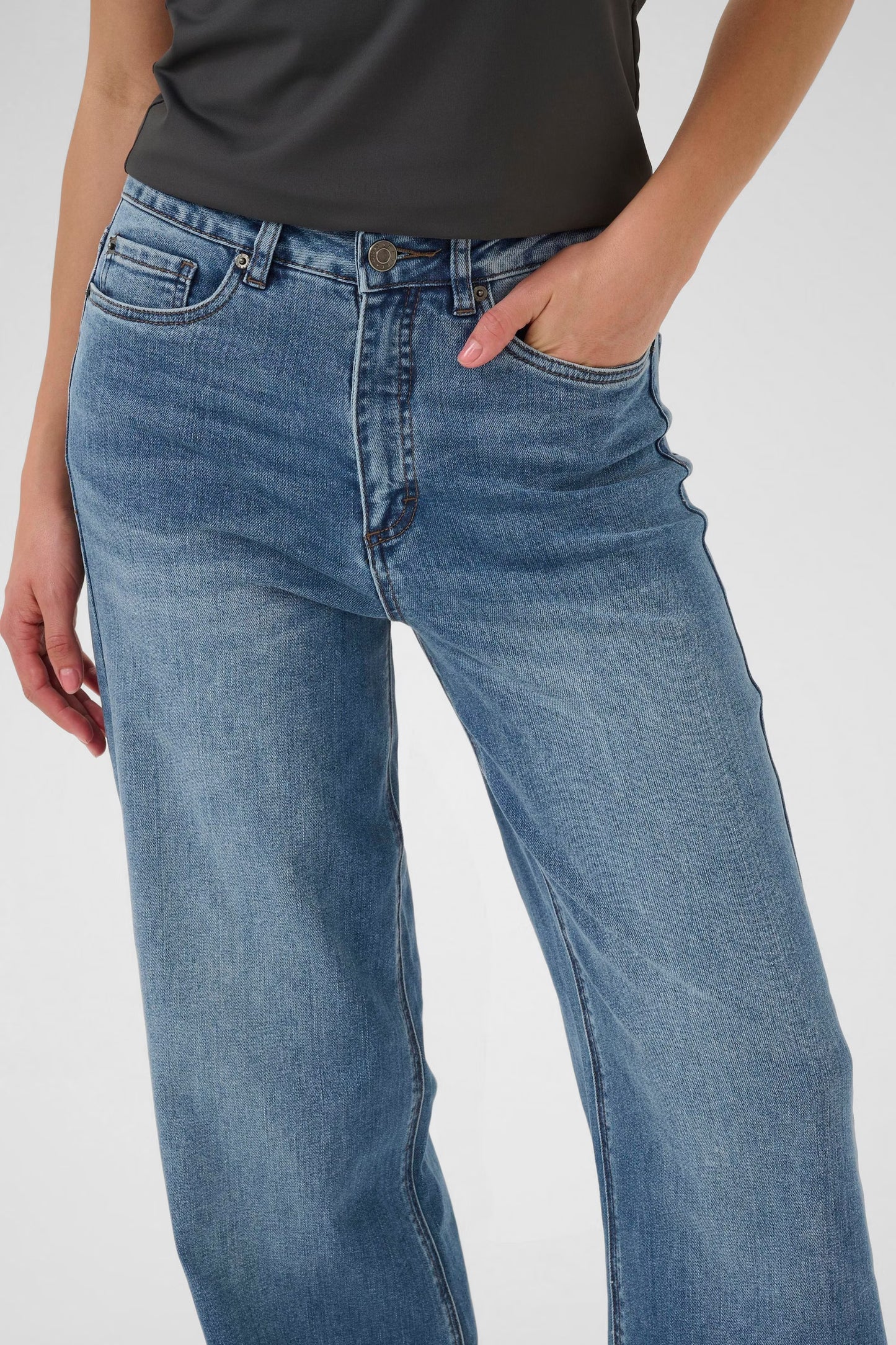 KAmeadow High Waist Reg Fit Jeans - Medium Blue