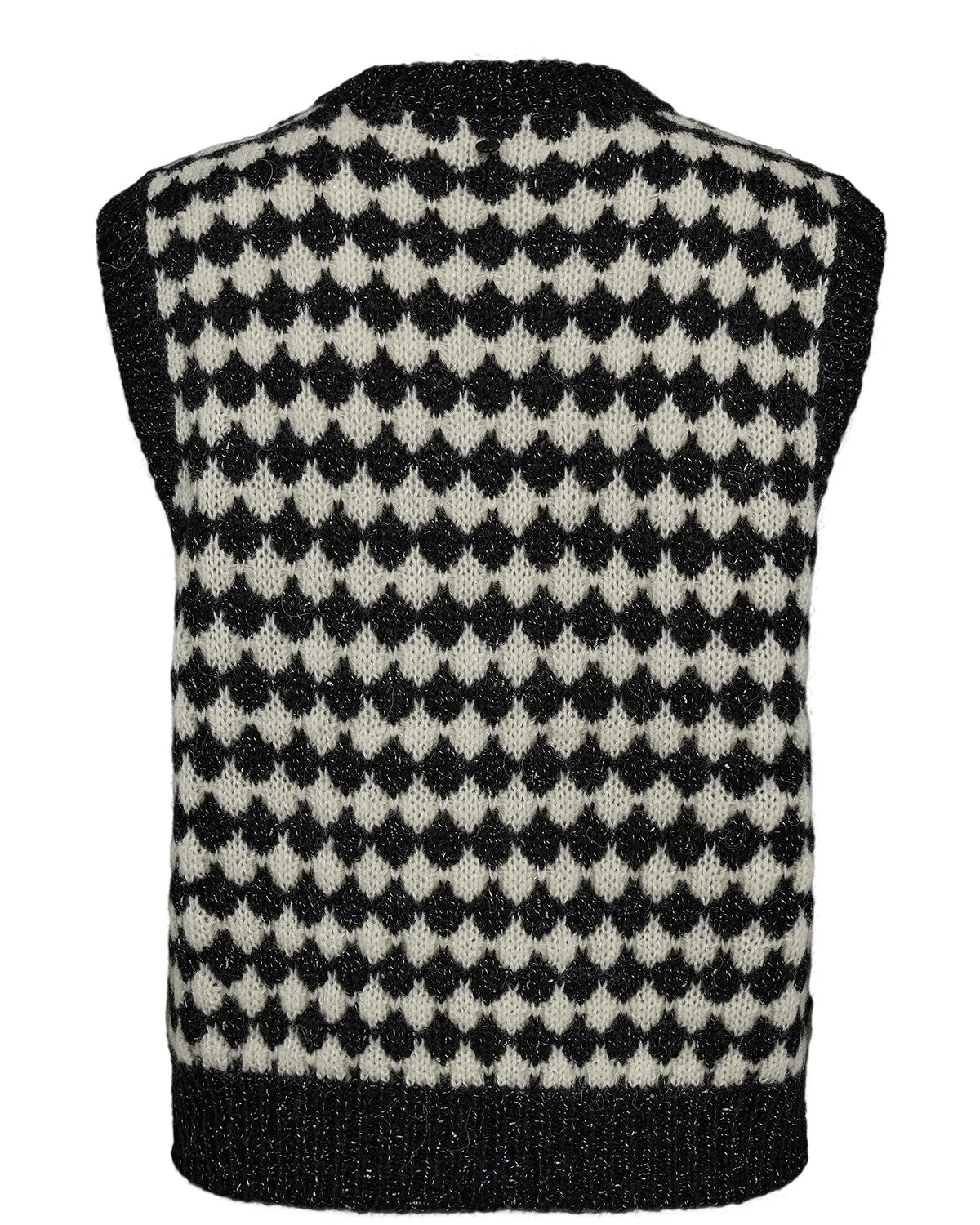 Black and white checkered patterned vest on a white background