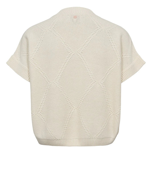 Beige knitted cardigan on a white background