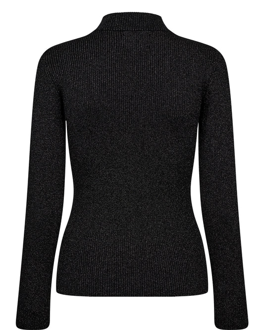 Black ribbed sweater on a white background