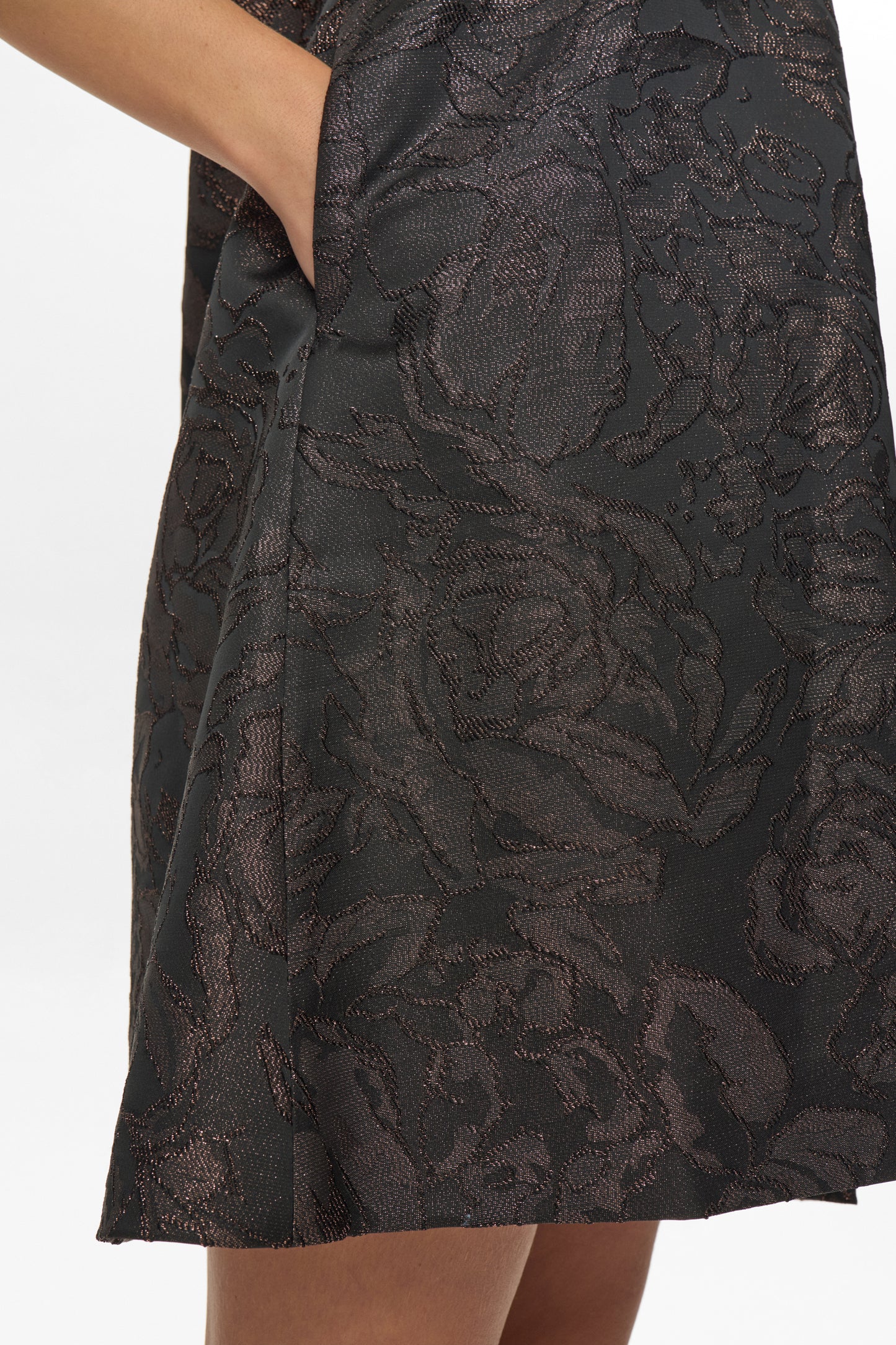Black lace dress on a white background