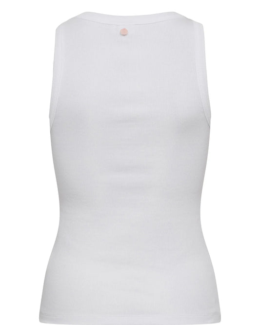 White sleeveless top on a white background