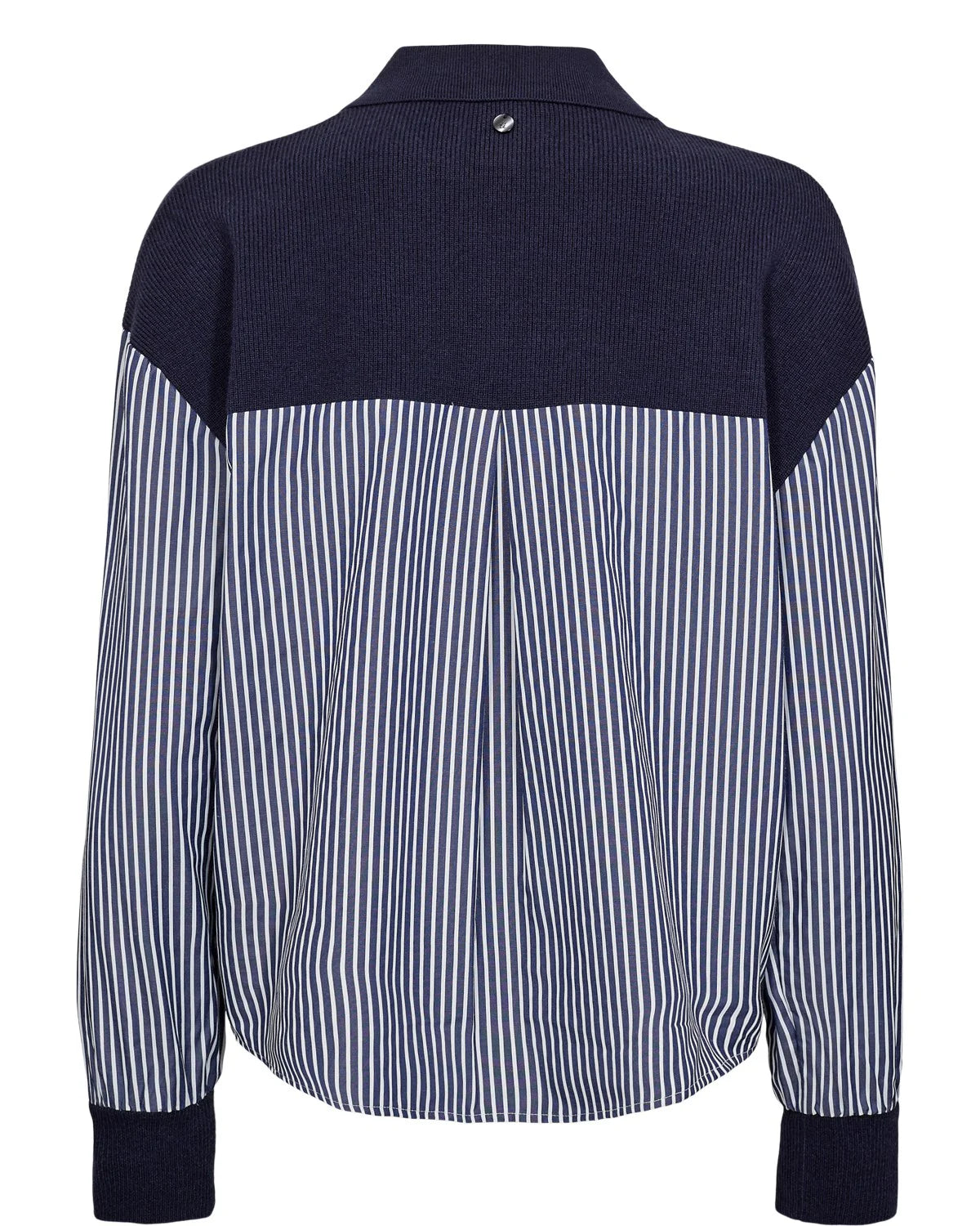 Navy and white striped shirt on a white background
