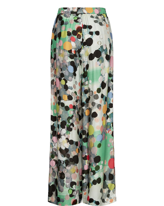 Colorful polka dot pants on a white background