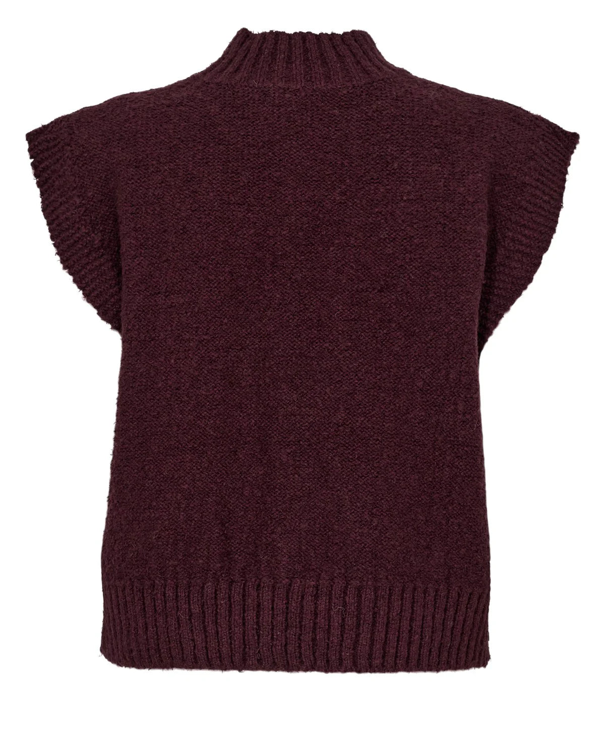 Maroon knitted vest on a white background