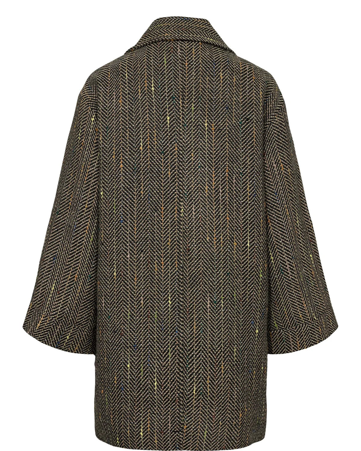 Herringbone patterned coat on a white background
