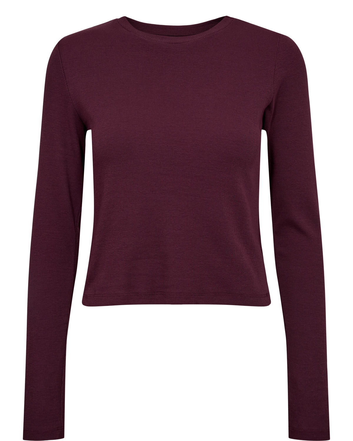 Maroon long-sleeve shirt on a white background