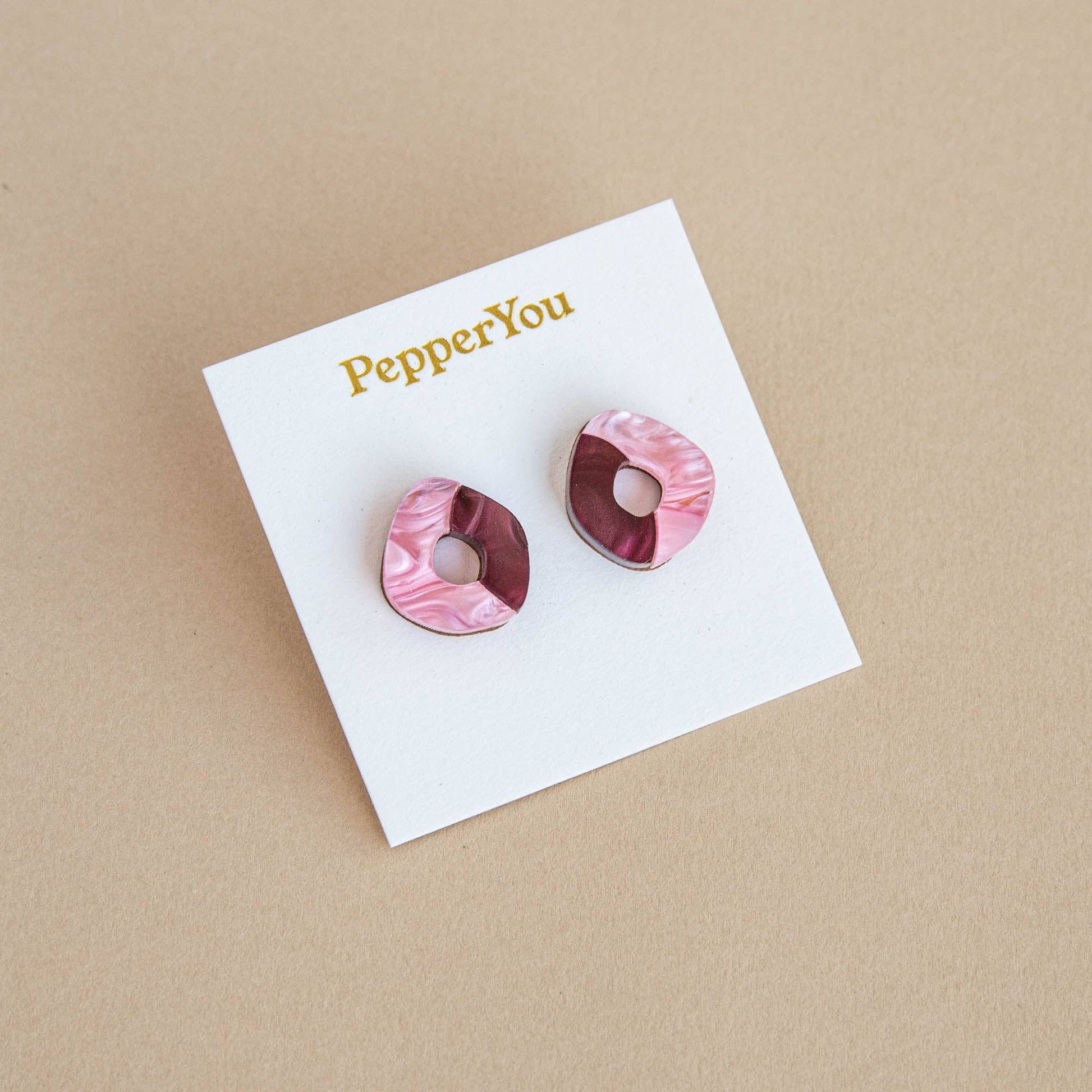 'Oh' Stud Earrings Pink Pepper You