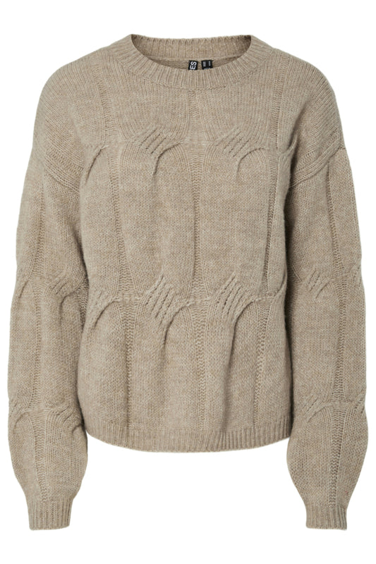 Beige knitted sweater on a white background