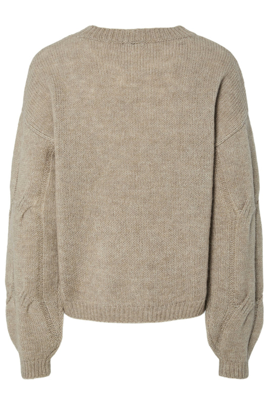 Beige knitted sweater on a white background