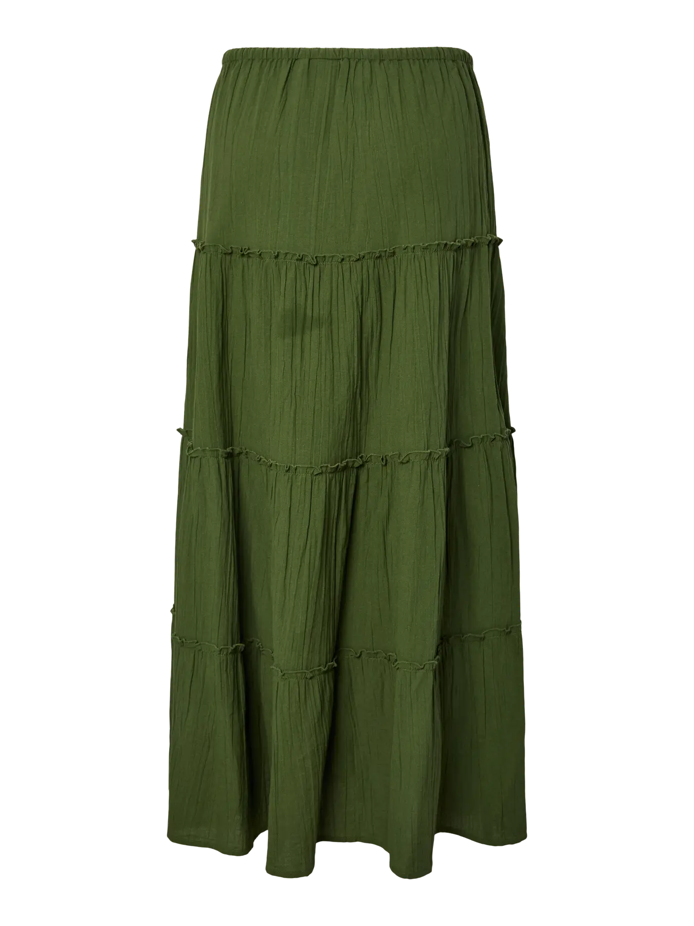 Green tiered skirt on a white background