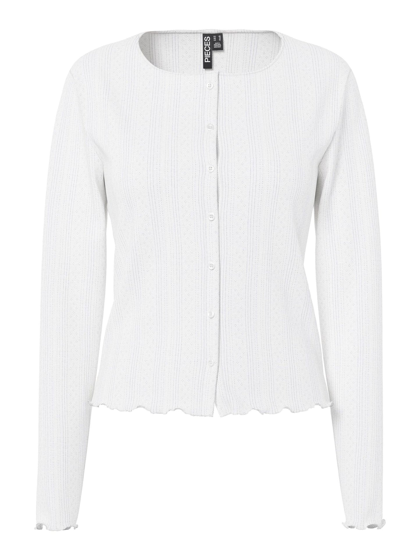 White cardigan on a white background