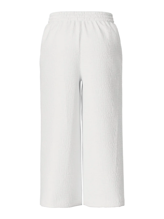 White wide-leg pants on a white background