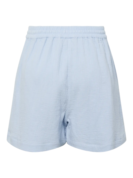 Light blue shorts on a white background