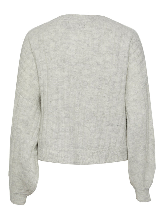 PCMing Loose Knit Cardigan - Light Grey Melange